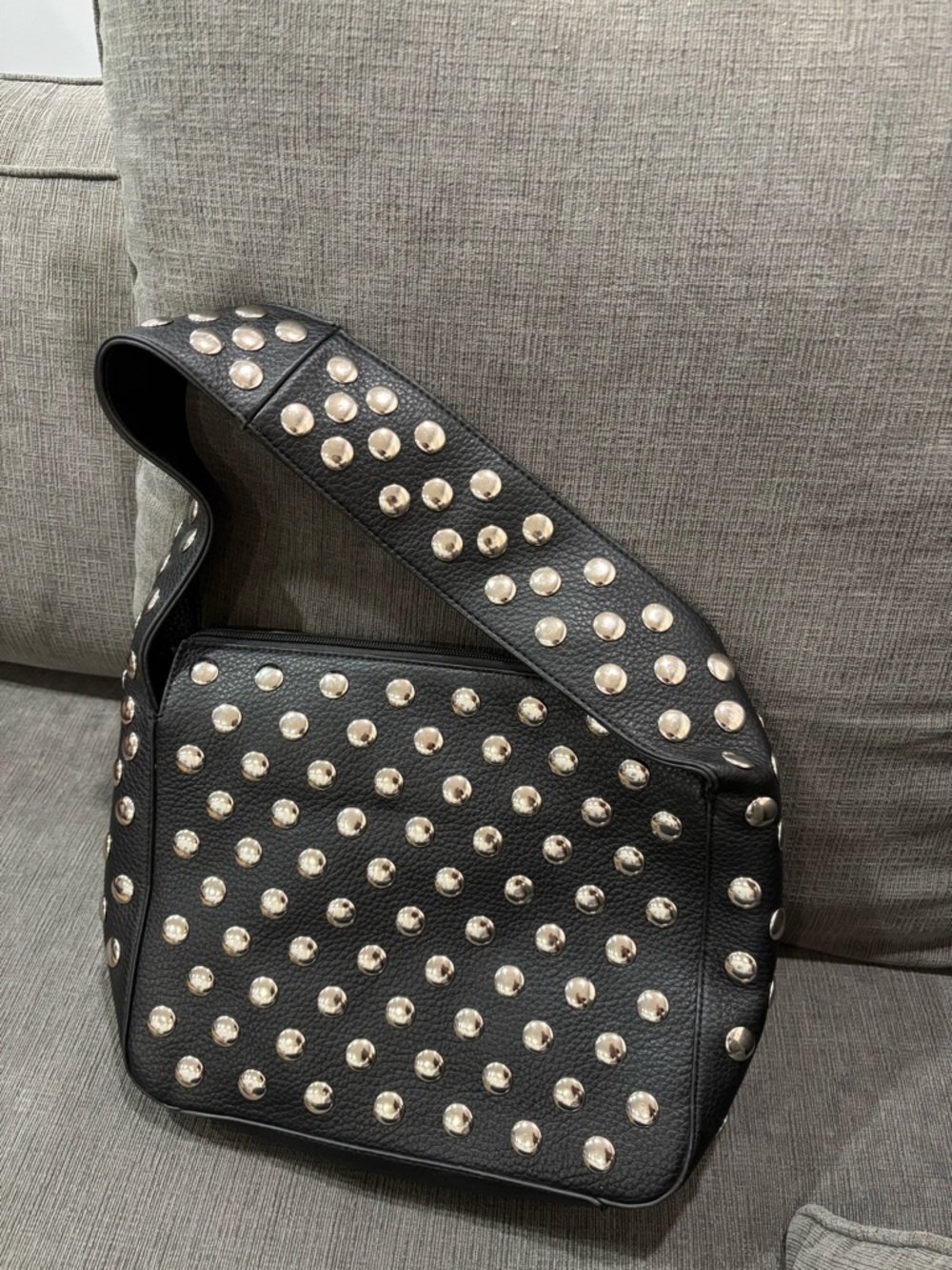 Black Studded Leather Crossbody Bag